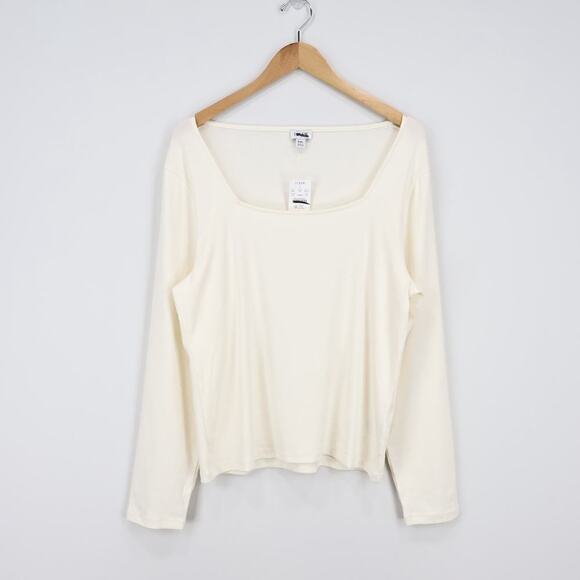 J.Crew Square Neck Long Sleeve Top Cream Ivory Size XXL NWT - Picture 2 of 7